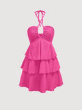 Pink ruffled dress