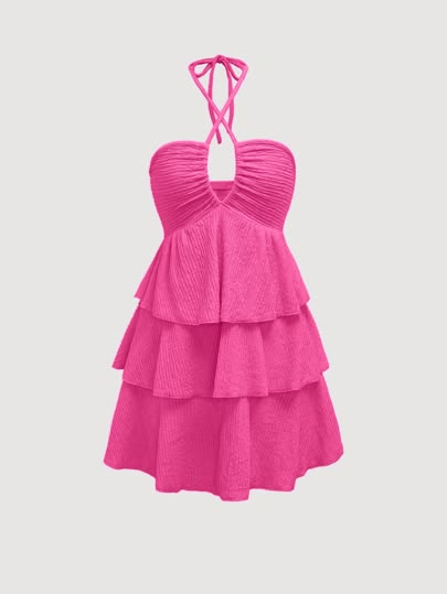 Pink ruffled dress